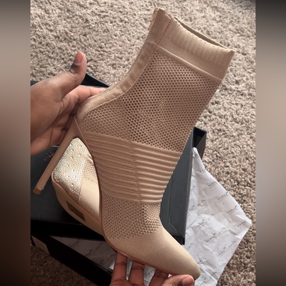 Tan Booties with Diamonds - Picture 8 of 9